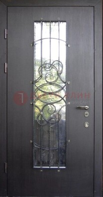 Остекленная стальная дверь с ковкой ДСК-26 в Мурманске