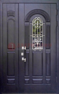 Входная дверь Винорит со стеклом и ковкой с узором ДСК-270 в Мурманске