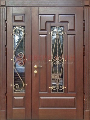 Стальная распашная дверь Винорит стекло и ковка ДСК-274 в Мурманске