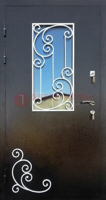 Входная дверь Порошок со стеклом и ковкой ДСК-278 в Мурманске