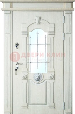 Герметичная входная дверь со стеклом и ковкой с украшением ДСК-64 в Мурманске