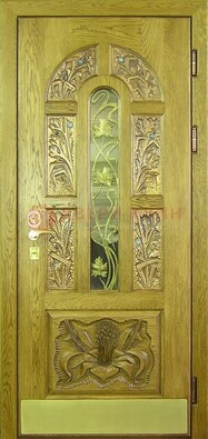 Металлическая дверь со стеклом и ковкой ДСК-90 в гостиницу в Мурманске
