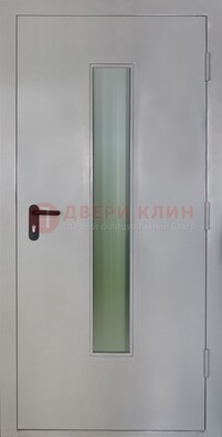 Белая металлическая противопожарная дверь со стеклянной вставкой ДТ-2 в Мурманске