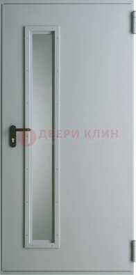 Белая железная противопожарная дверь со вставкой из стекла ДТ-9 в Мурманске