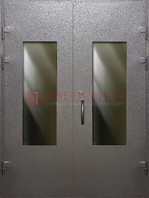 Серая тамбурная дверь со стеклянными вставками ДТМ-8 в Мурманске