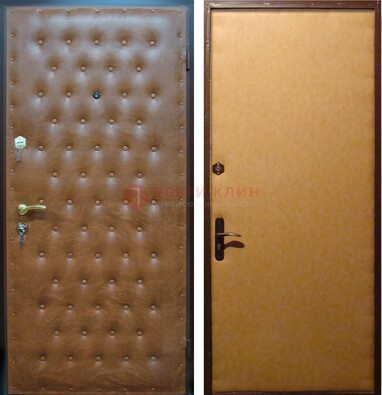 Желтая железная дверь с винилискожей ДВ-2 в Ступино
