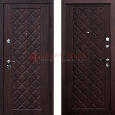 Коричневая металлическая дверь с МДФ с двух сторон ДМ-1555 в Мурманске
