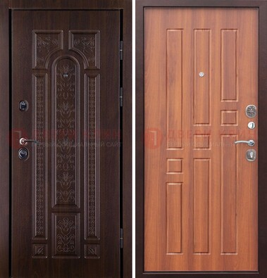 Темная металлическая дверь с виноритом и узором ДВТ-224 в Мурманске