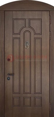 Коричневая стальная дверь с виноритом в форме арки ДВТ-237 в Мурманске