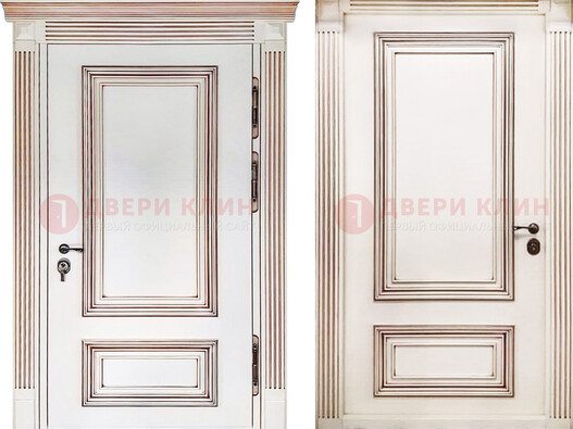 Белая металическая дверь с виноритом для дома ДВТ-239 в Мурманске