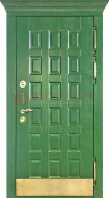 Входная зеленая дверь с виноритом для коттеджа ДВТ-249 в Мурманске