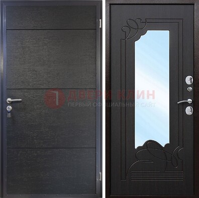 Темная Железная дверь c виноритом и МДФ с зеркалом ДЗ-119 в Мурманске