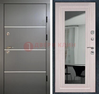 Черная металлическая дверь с зеркалом ДЗ-12 в Мурманске