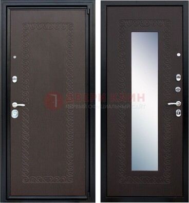 Темная стальная дверь с зеркалом ДЗ-20 в Мурманске