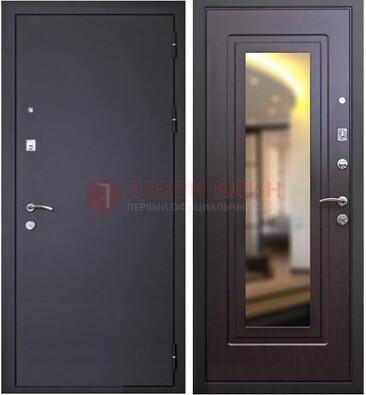 Черная железная дверь с зеркалом ДЗ-30 в Мурманске