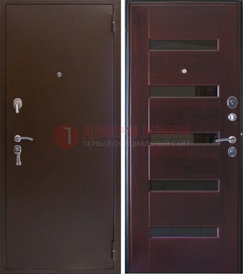 Темная железная дверь с зеркалом ДЗ-42 в Мурманске
