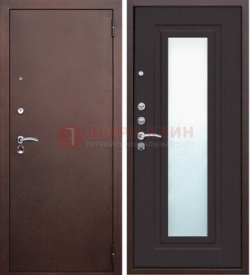 Коричневая металлическая дверь с зеркалом ДЗ-43 в Мурманске