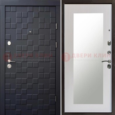 Черная стальная дверь МДФ и зеркалом ДЗ-50 в Мурманске