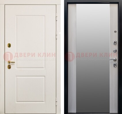 Белая стальная дверь с большим зеркалом ДЗ-73 в Мурманске