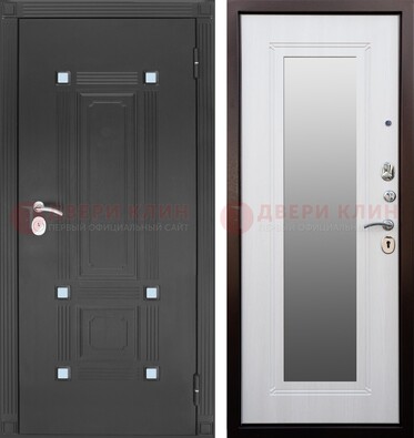 Стальная черная дверь МДФ с зеркалом ДЗ-76 в Мурманске