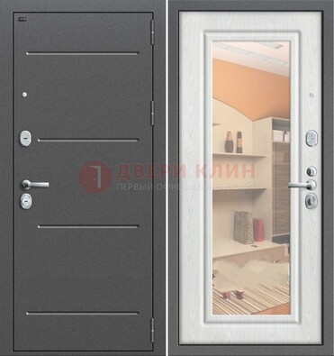 Серая металлическая дверь с зеркалом ДЗ-7 в Мурманске