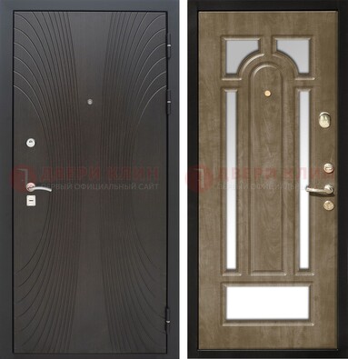 Темная металлическая дверь МДФ с различными зеркальными вставками внутри ДЗ-82 в Мурманске