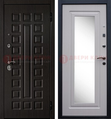 Черная филенчатая металлическая дверь МДФ с зеркалом ДЗ-83 в Мурманске