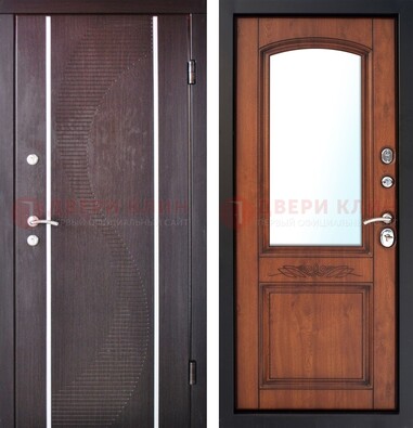 Входная дверь с МДФ и МДФ внутри с зеркалом ДЗ-88 в Мурманске